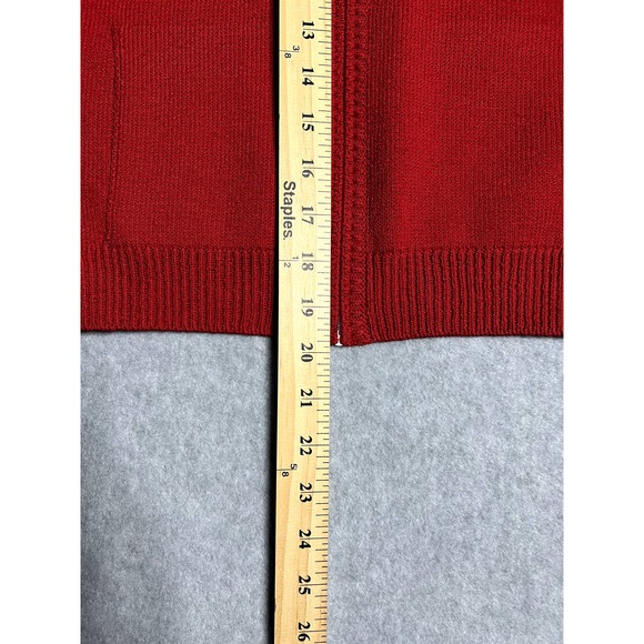 St john Collection knit red hoodie with blue, white racing stripe size small - Picture 6 of 8